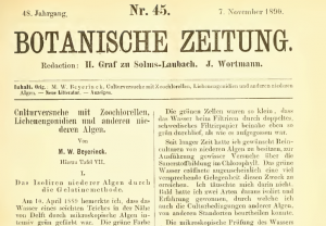 圖3.一百多年前的文獻(xiàn)，Beijerinck發(fā)現(xiàn)小球藻的論著。